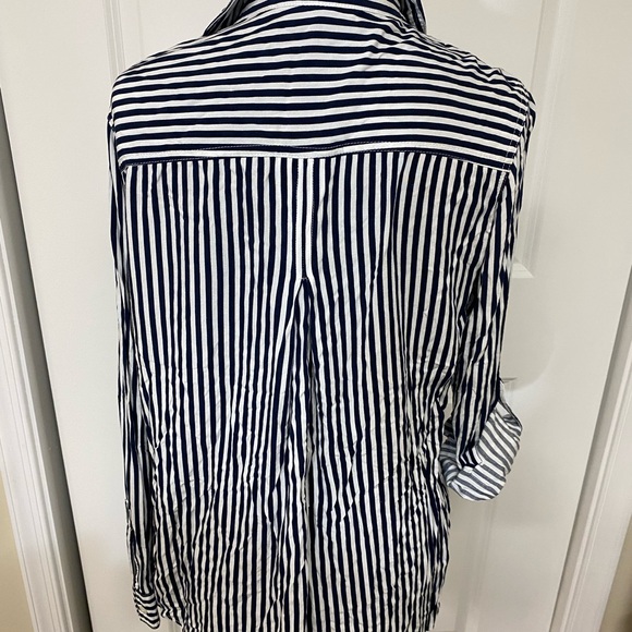 Velvet Heart Navy and White Striped Button-Up Shirt - Picture 3 of 5